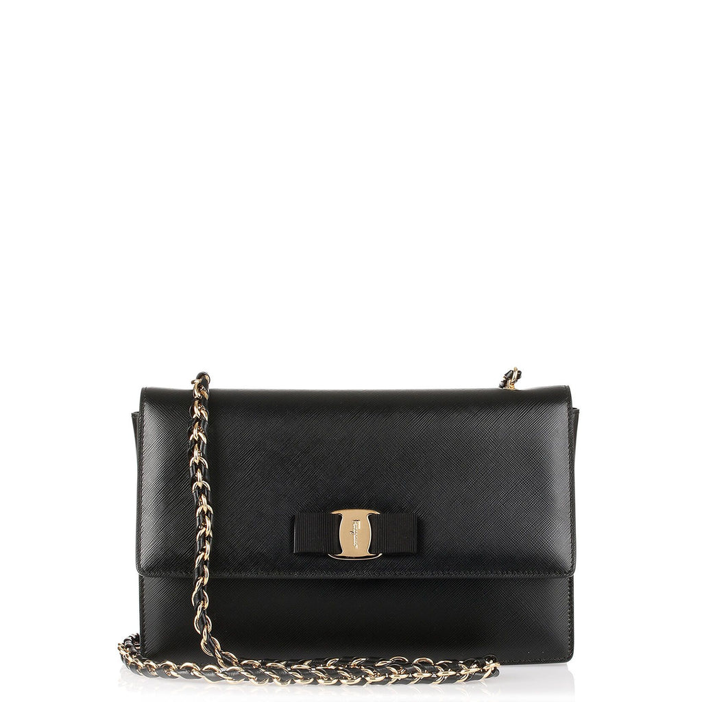 Ferragamo | Ginny black leather shoulder bag | Savannahs